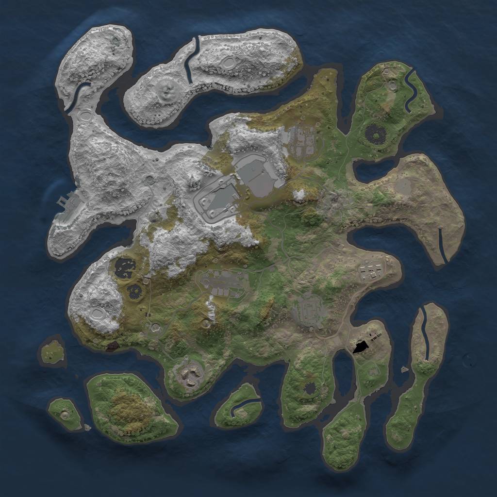 Rust Map: Procedural Map, Size: 3500, Seed: 59529358, 14 Monuments