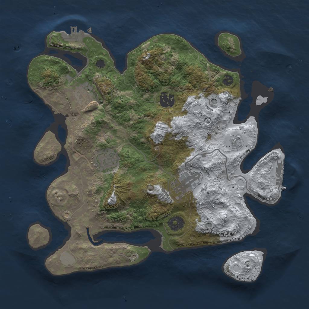 Rust Map: Procedural Map, Size: 3000, Seed: 12173070, 13 Monuments