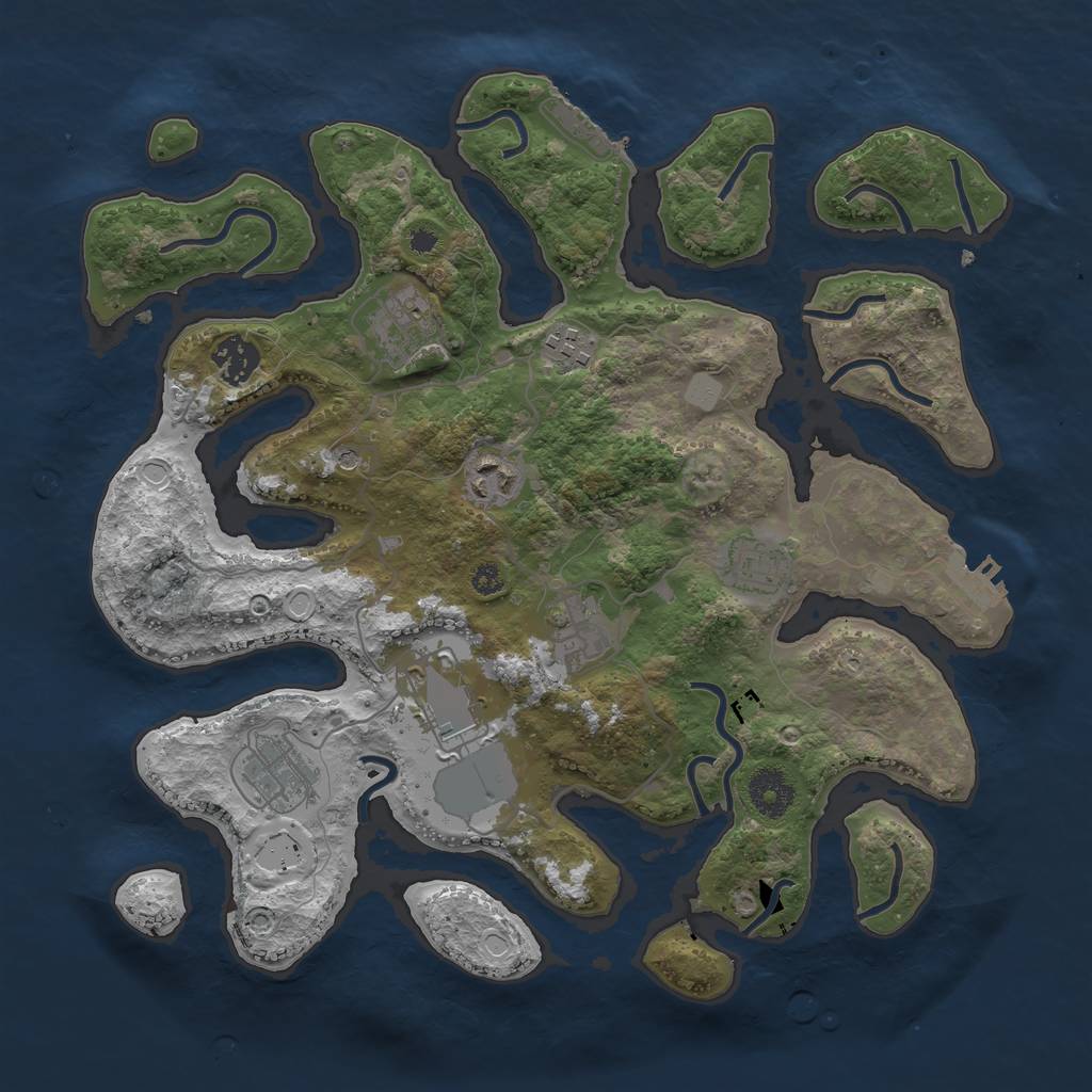 Rust Map: Procedural Map, Size: 3500, Seed: 54797004, 16 Monuments