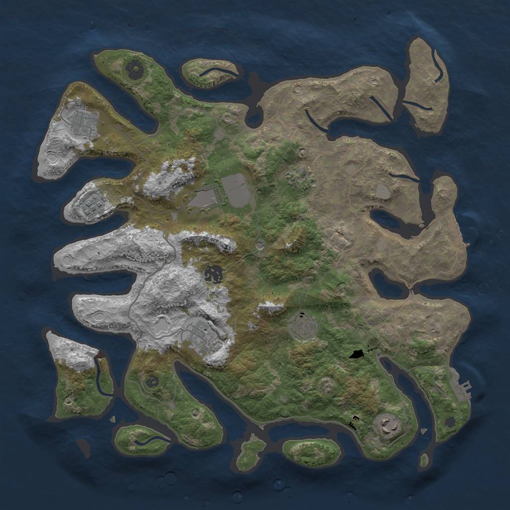 Rust Map: Procedural Map, Size: 4000, Seed: 376520896, 16 Monuments