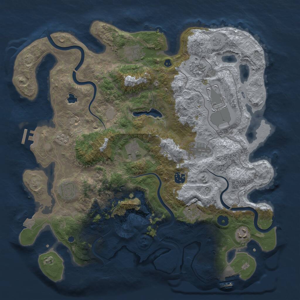 Rust Map: Procedural Map, Size: 4000, Seed: 413899375, 16 Monuments