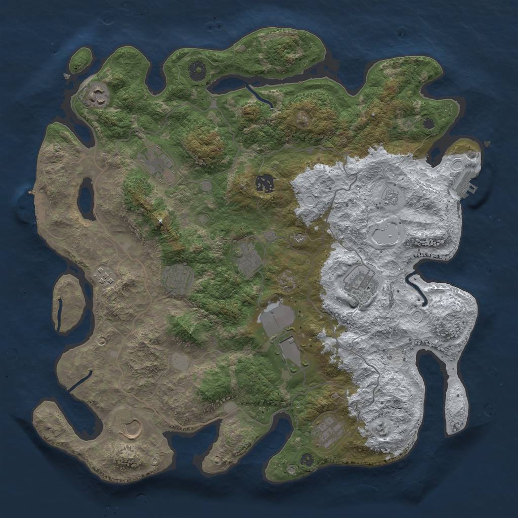 Rust Map: Procedural Map, Size: 4000, Seed: 12456434, 19 Monuments