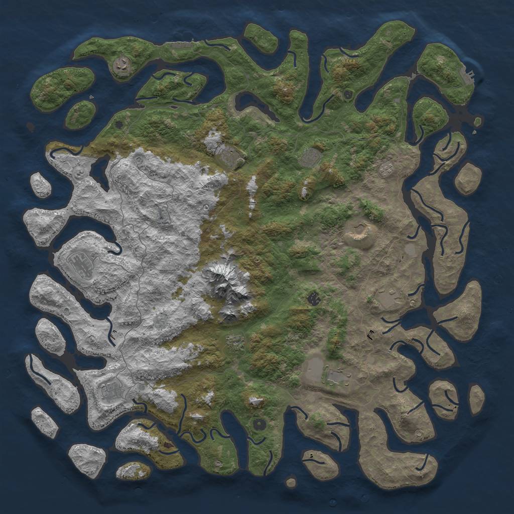 Rust Map: Procedural Map, Size: 6000, Seed: 185, 19 Monuments