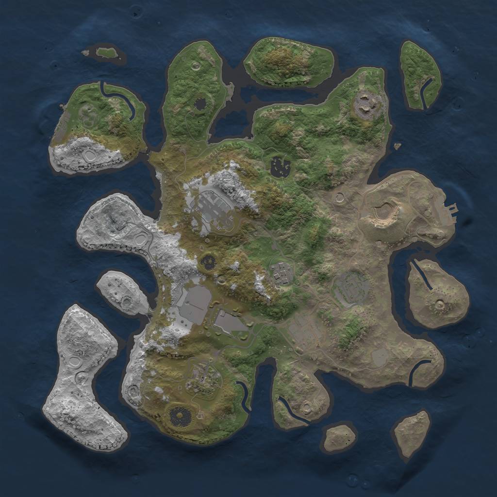 Rust Map: Procedural Map, Size: 3500, Seed: 421762650, 17 Monuments