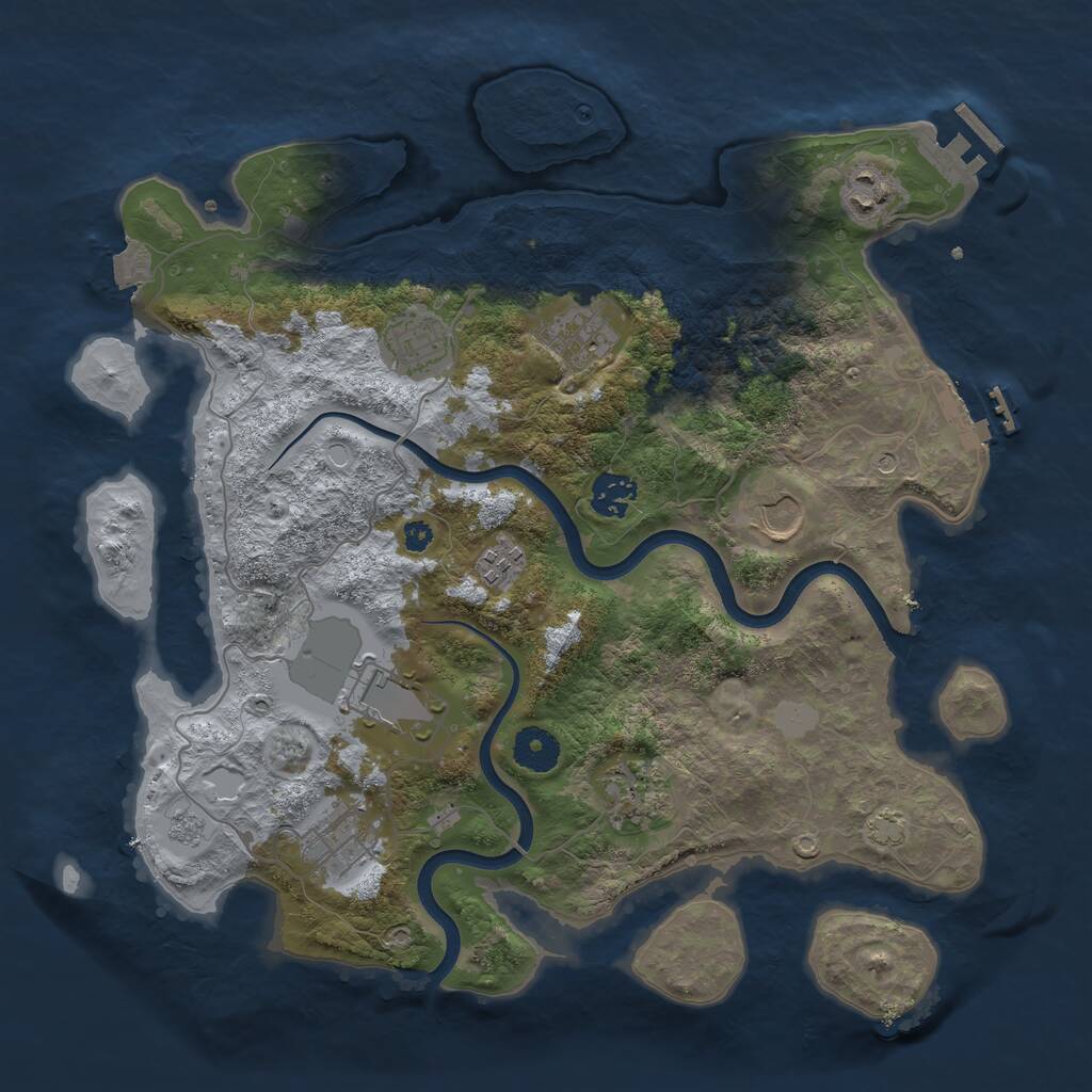 Rust Map: Procedural Map, Size: 3600, Seed: 1912331358, 15 Monuments