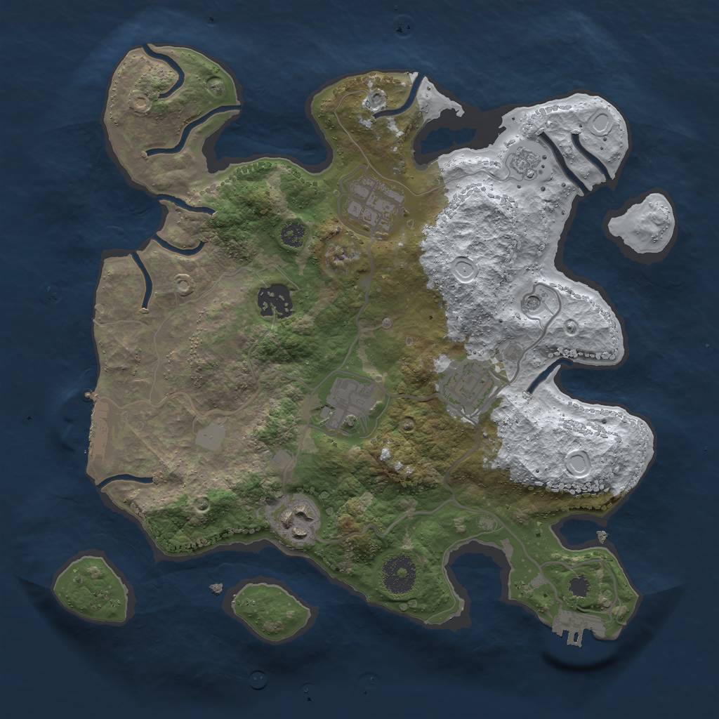 Rust Map: Procedural Map, Size: 3000, Seed: 185952300, 14 Monuments
