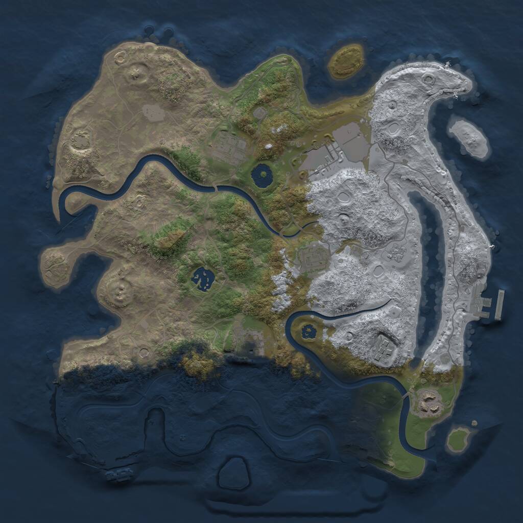 Rust Map: Procedural Map, Size: 3500, Seed: 46520245, 13 Monuments