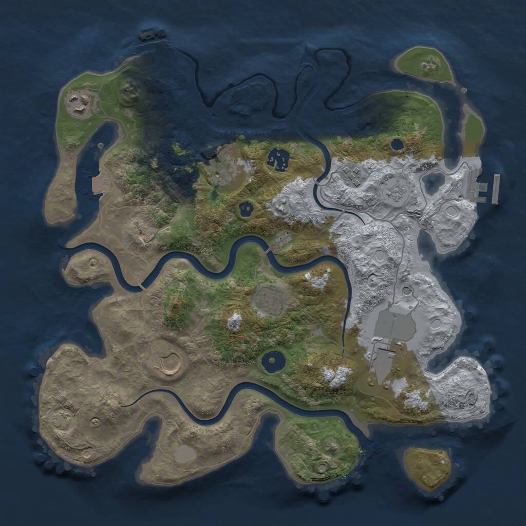 Rust Map: Procedural Map, Size: 3500, Seed: 198319017, 13 Monuments