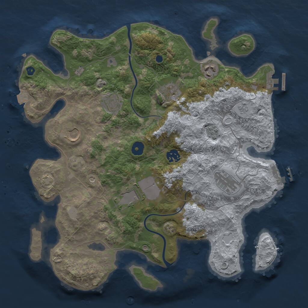 Rust Map: Procedural Map, Size: 3500, Seed: 182943678, 14 Monuments
