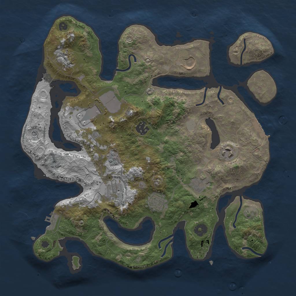 Rust Map: Procedural Map, Size: 3500, Seed: 1208752398, 17 Monuments
