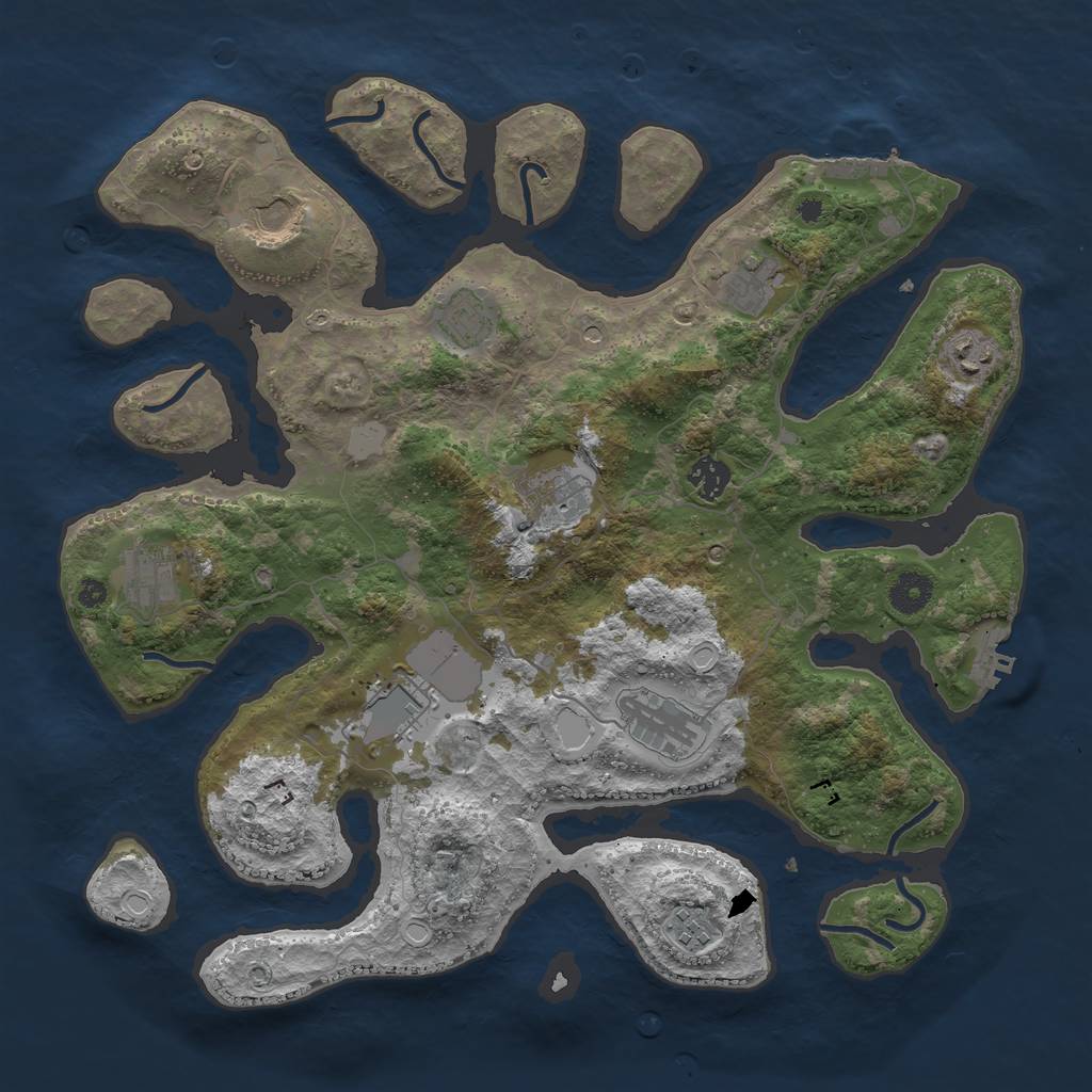 Rust Map: Procedural Map, Size: 3900, Seed: 782551, 18 Monuments