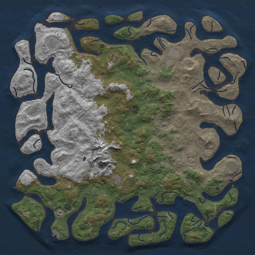 Rust Map: Procedural Map, Size: 6000, Seed: 51067597, 19 Monuments