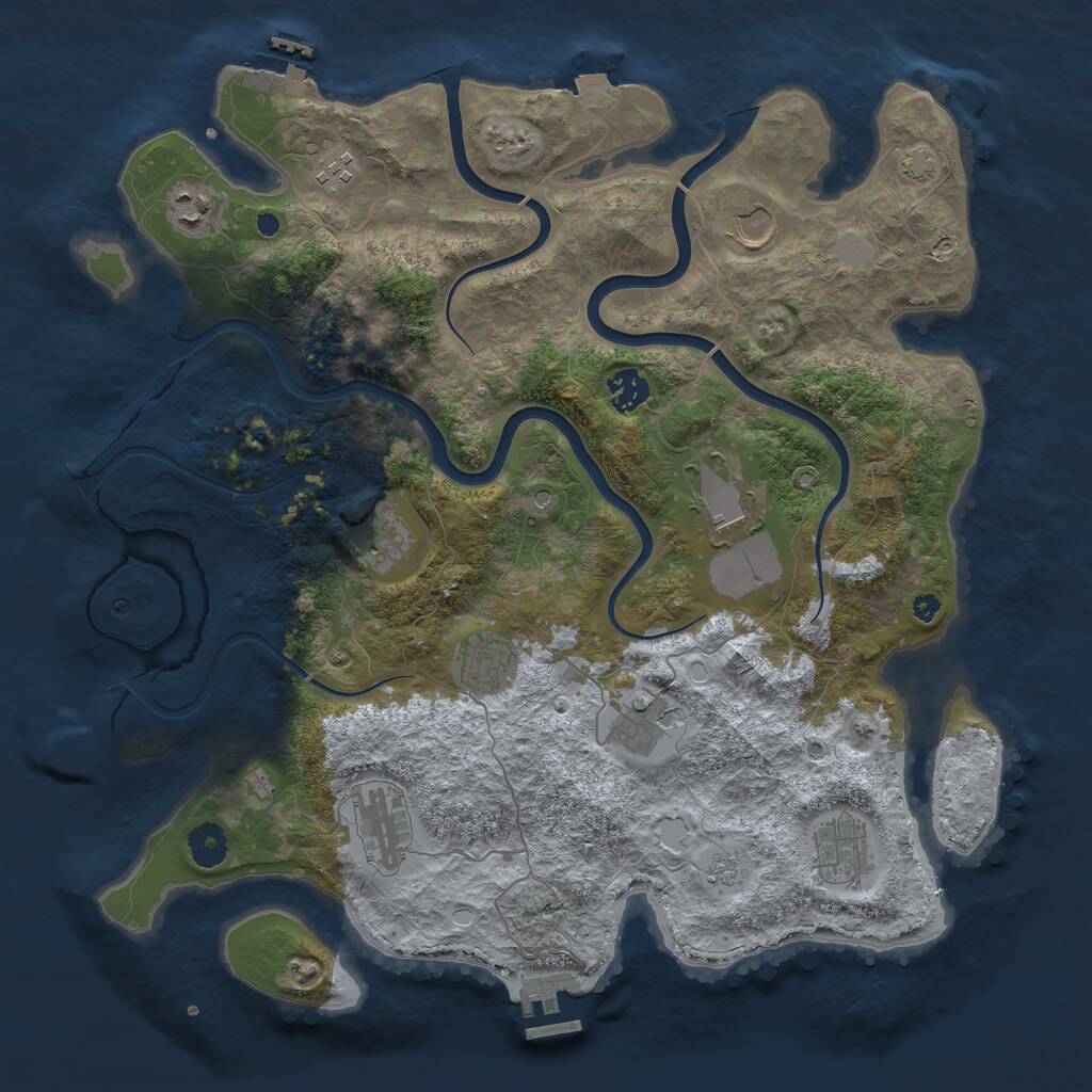 Rust Map: Procedural Map, Size: 3950, Seed: 1428299306, 16 Monuments