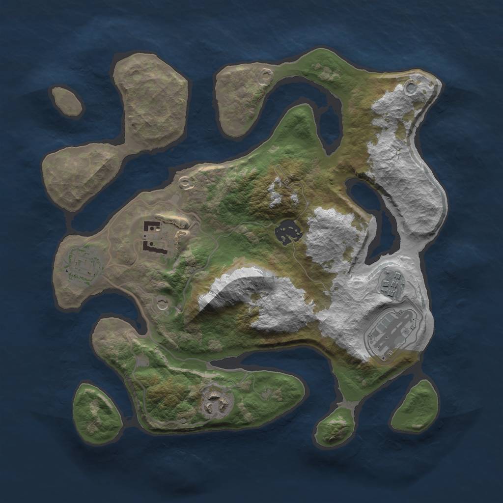 Rust Map: Barren, Size: 3000, Seed: 45768, 9 Monuments