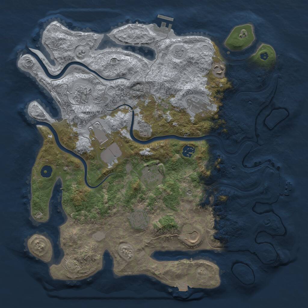Rust Map: Procedural Map, Size: 3850, Seed: 2105220166, 15 Monuments