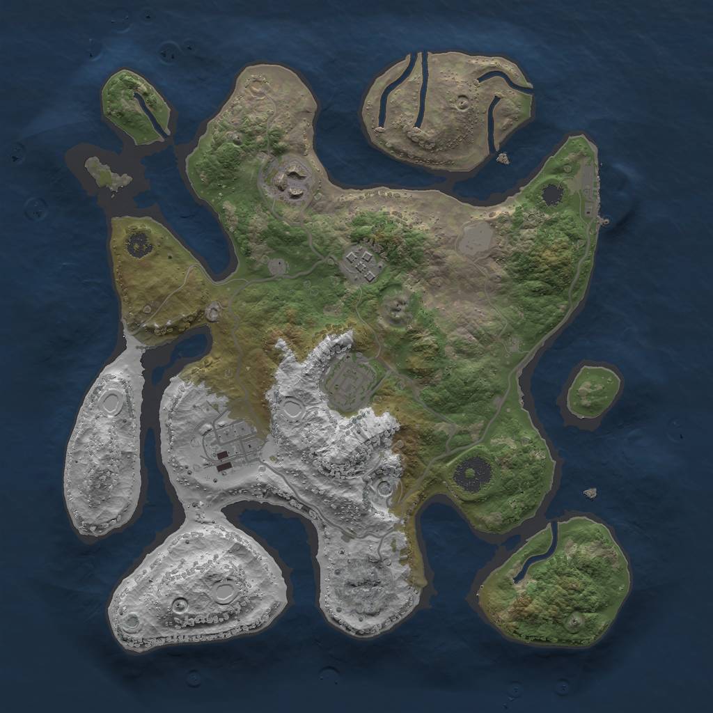 Rust Map: Procedural Map, Size: 3000, Seed: 349381, 11 Monuments