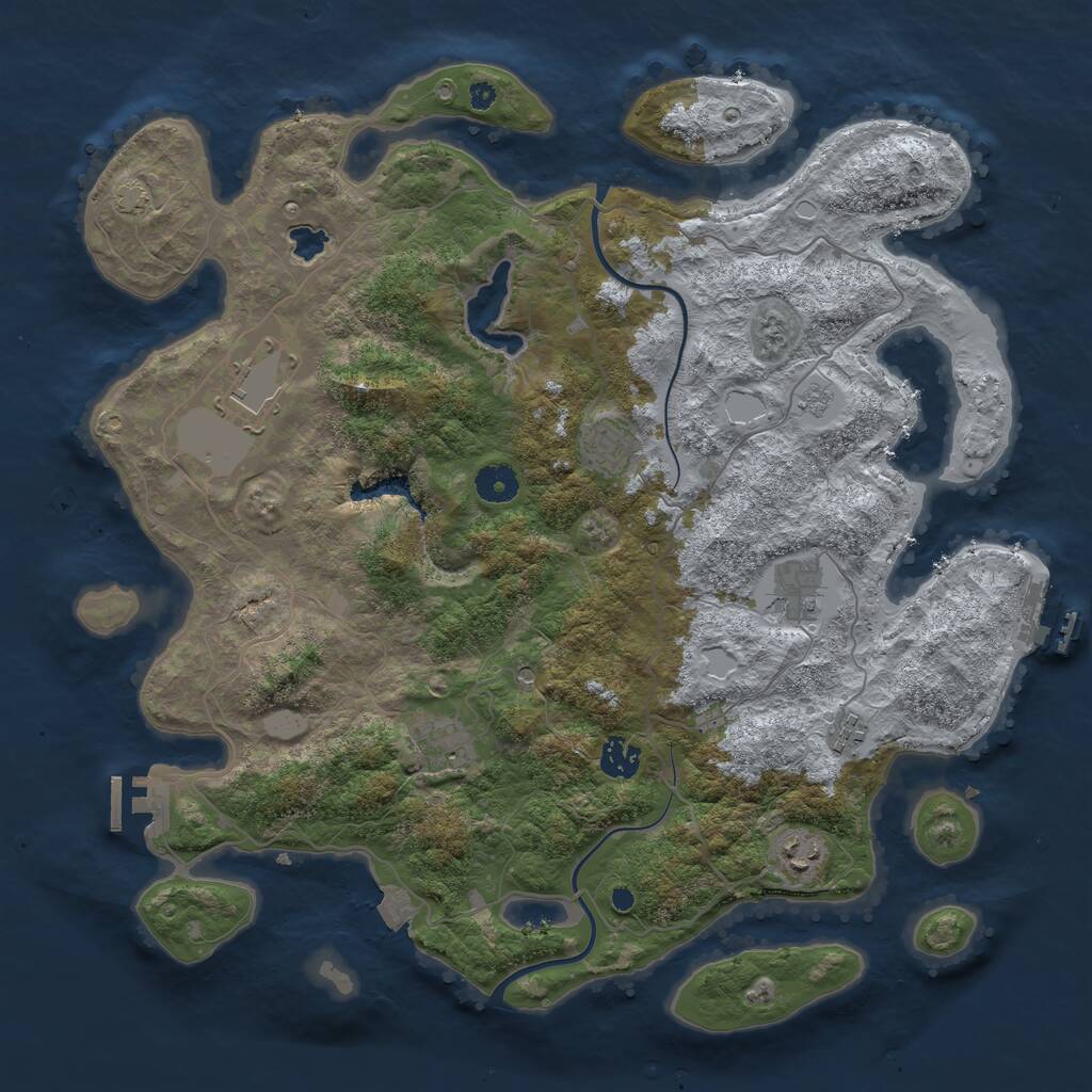 Rust Map: Procedural Map, Size: 4000, Seed: 1675721484, 13 Monuments