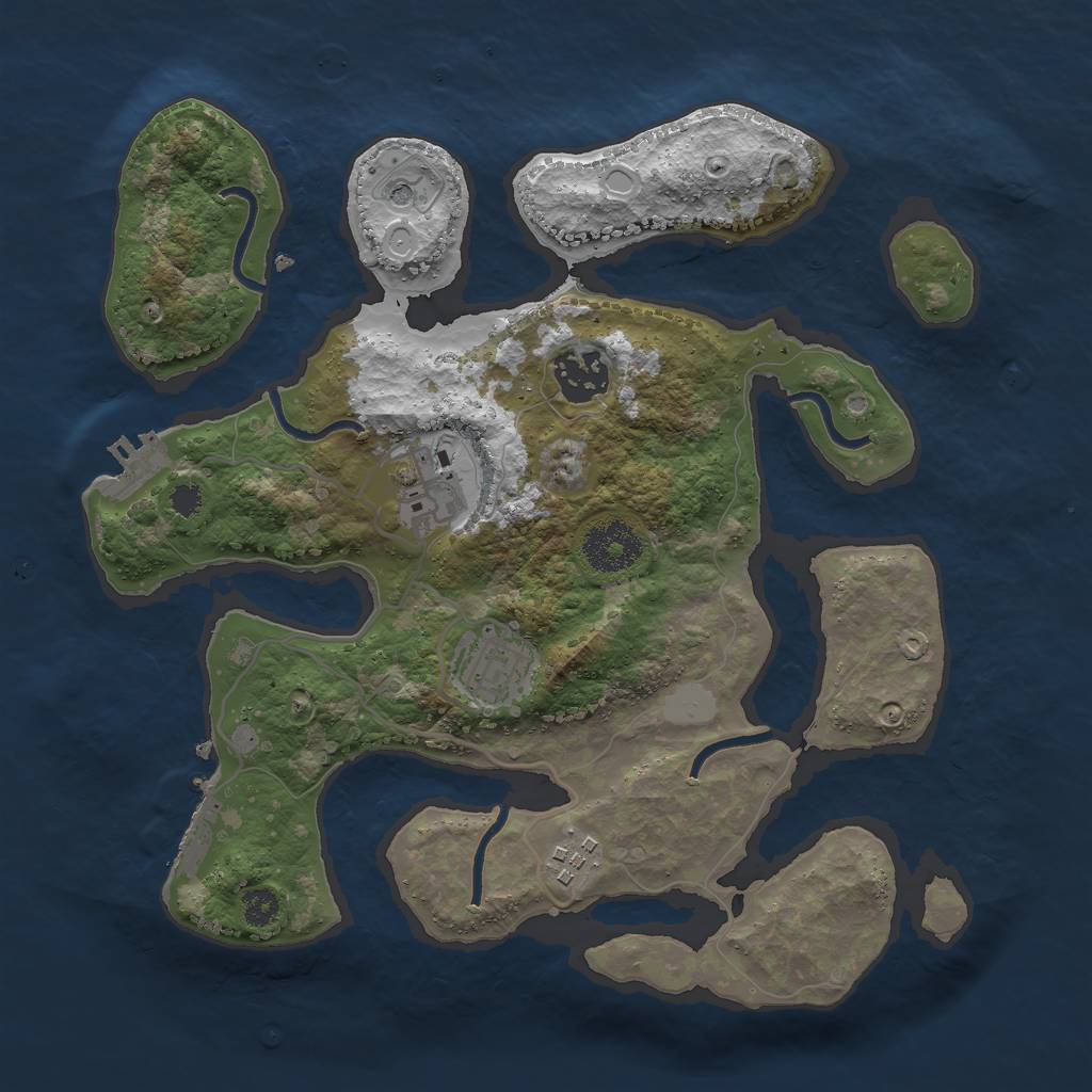 Rust Map: Procedural Map, Size: 3000, Seed: 1933549194, 12 Monuments