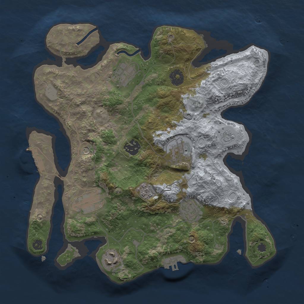 Rust Map: Procedural Map, Size: 3000, Seed: 291010, 14 Monuments