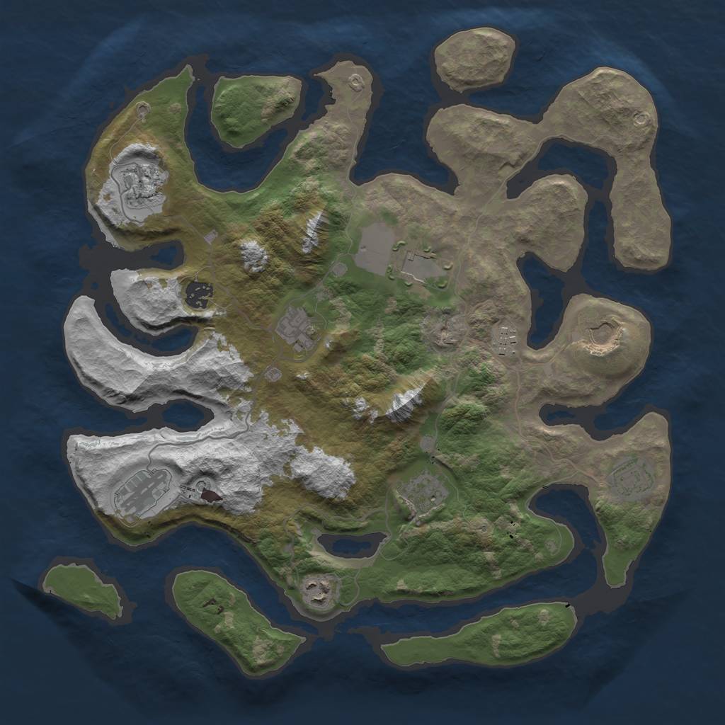 Rust Map: Barren, Size: 3900, Seed: 100031, 13 Monuments