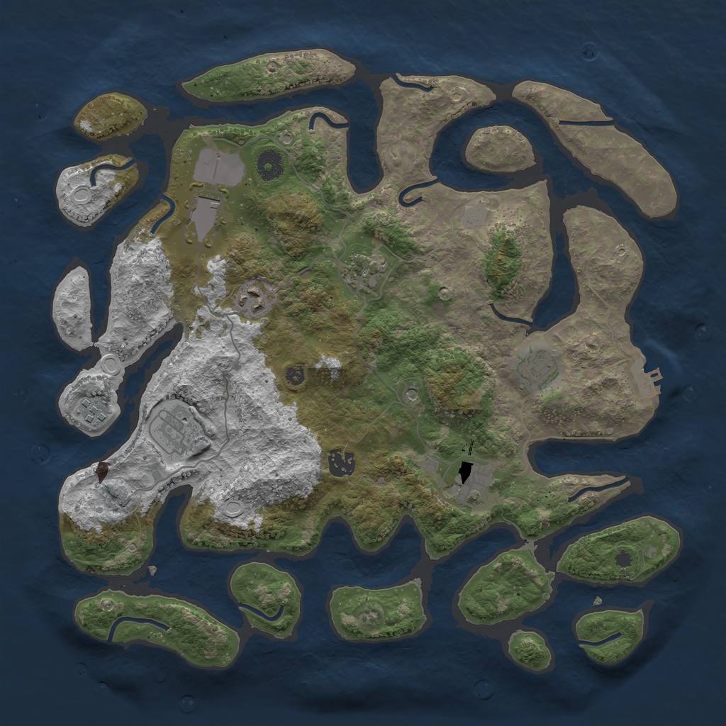 Rust Map: Procedural Map, Size: 3850, Seed: 1386417153, 15 Monuments