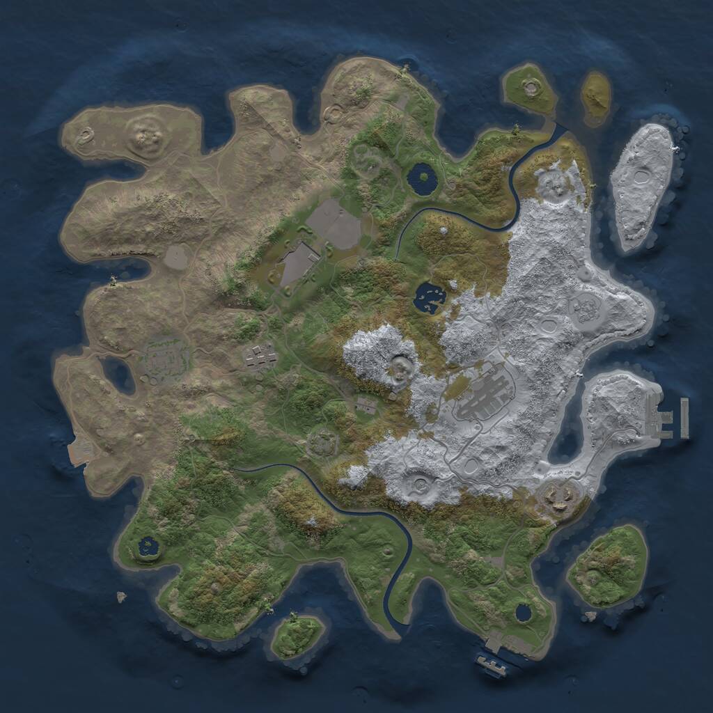Rust Map: Procedural Map, Size: 3500, Seed: 1423781762, 12 Monuments
