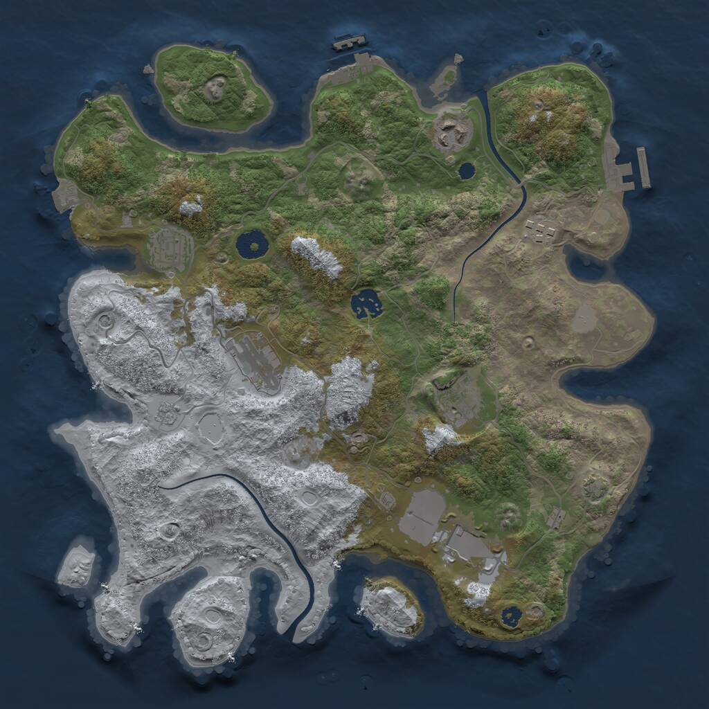 Rust Map: Procedural Map, Size: 3500, Seed: 722518969, 13 Monuments