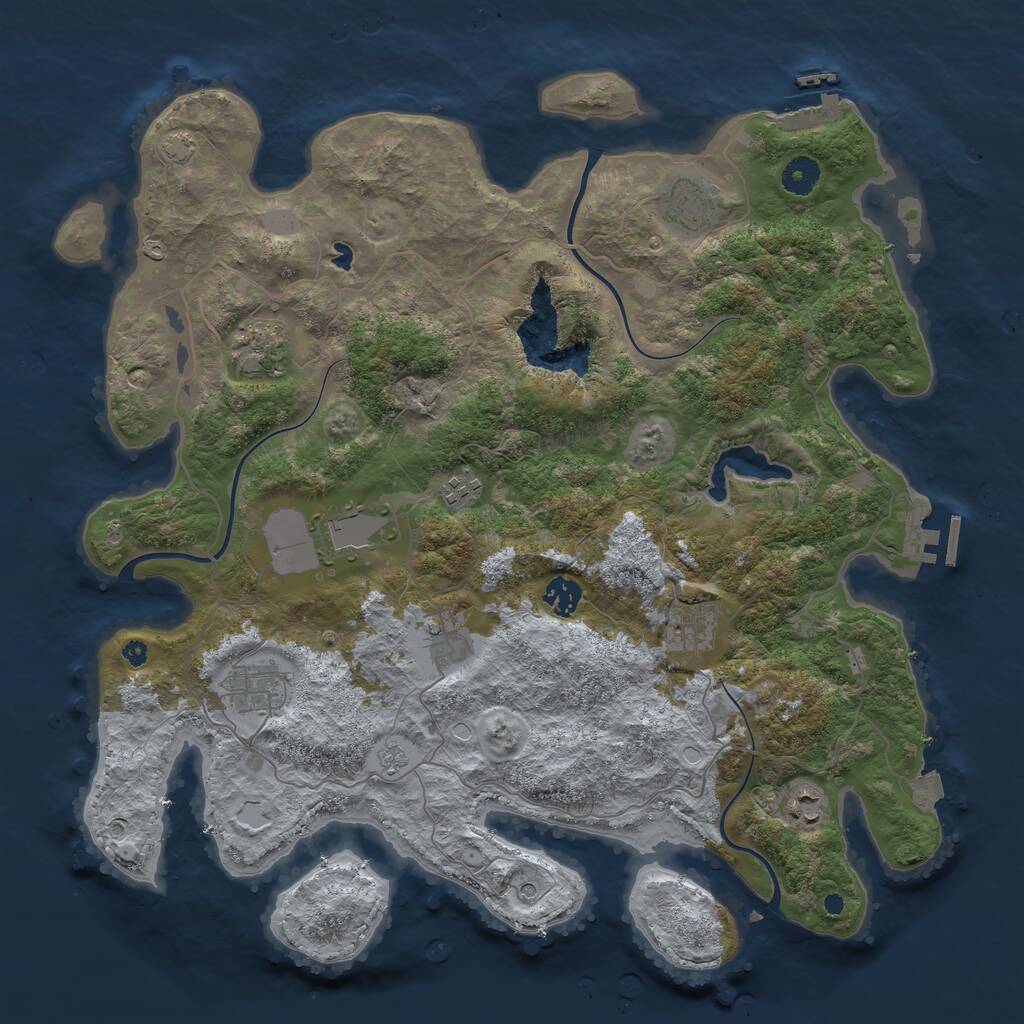 Rust Map: Procedural Map, Size: 4096, Seed: 100811, 15 Monuments