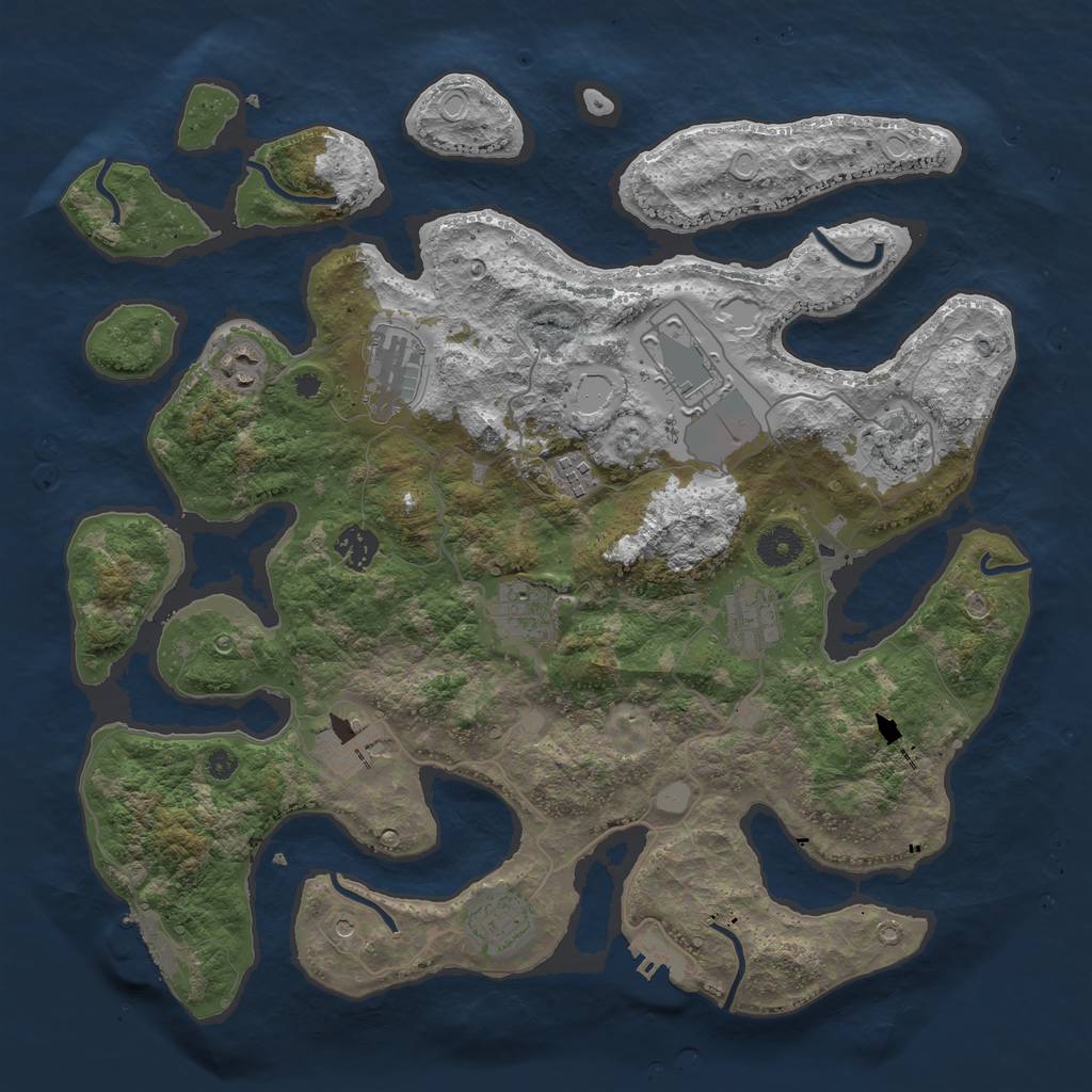 Rust Map: Procedural Map, Size: 3850, Seed: 1338163942, 18 Monuments