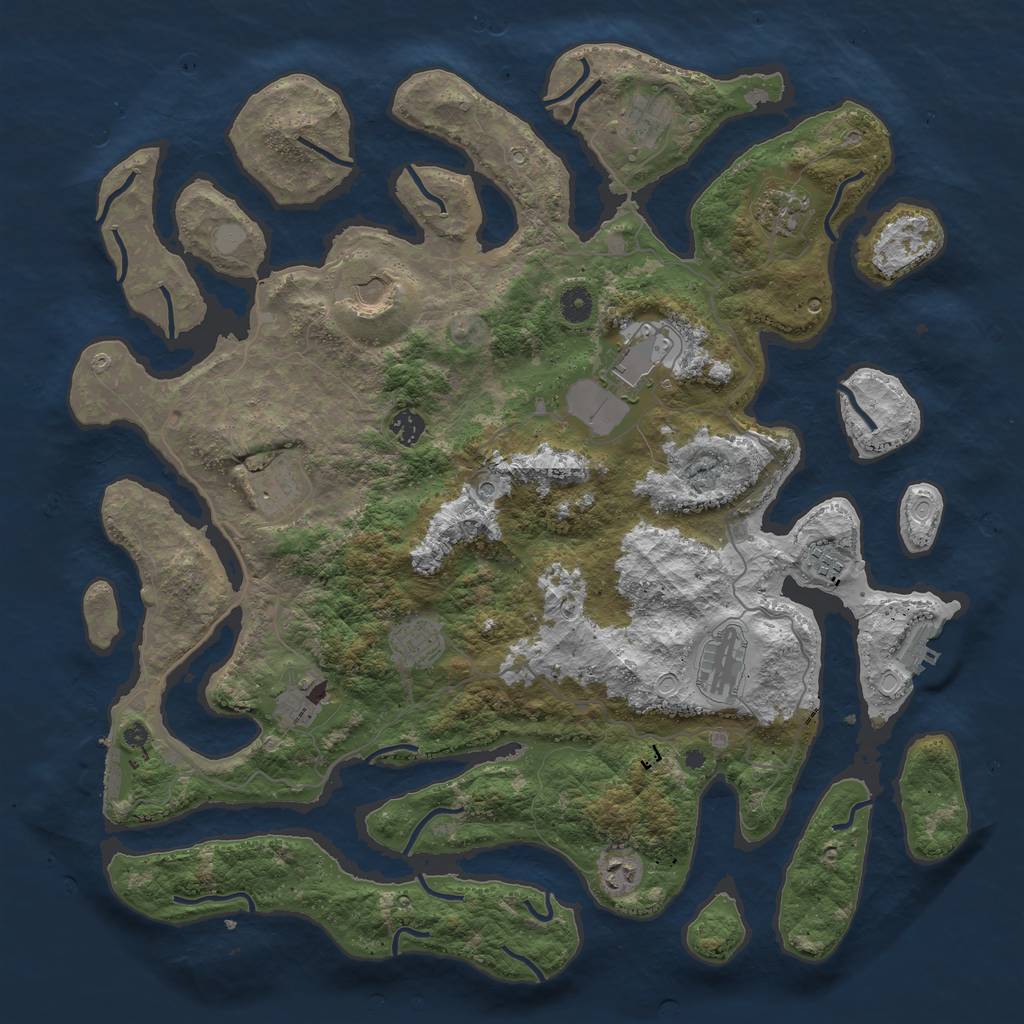 Rust Map: Procedural Map, Size: 4500, Seed: 2331702, 19 Monuments