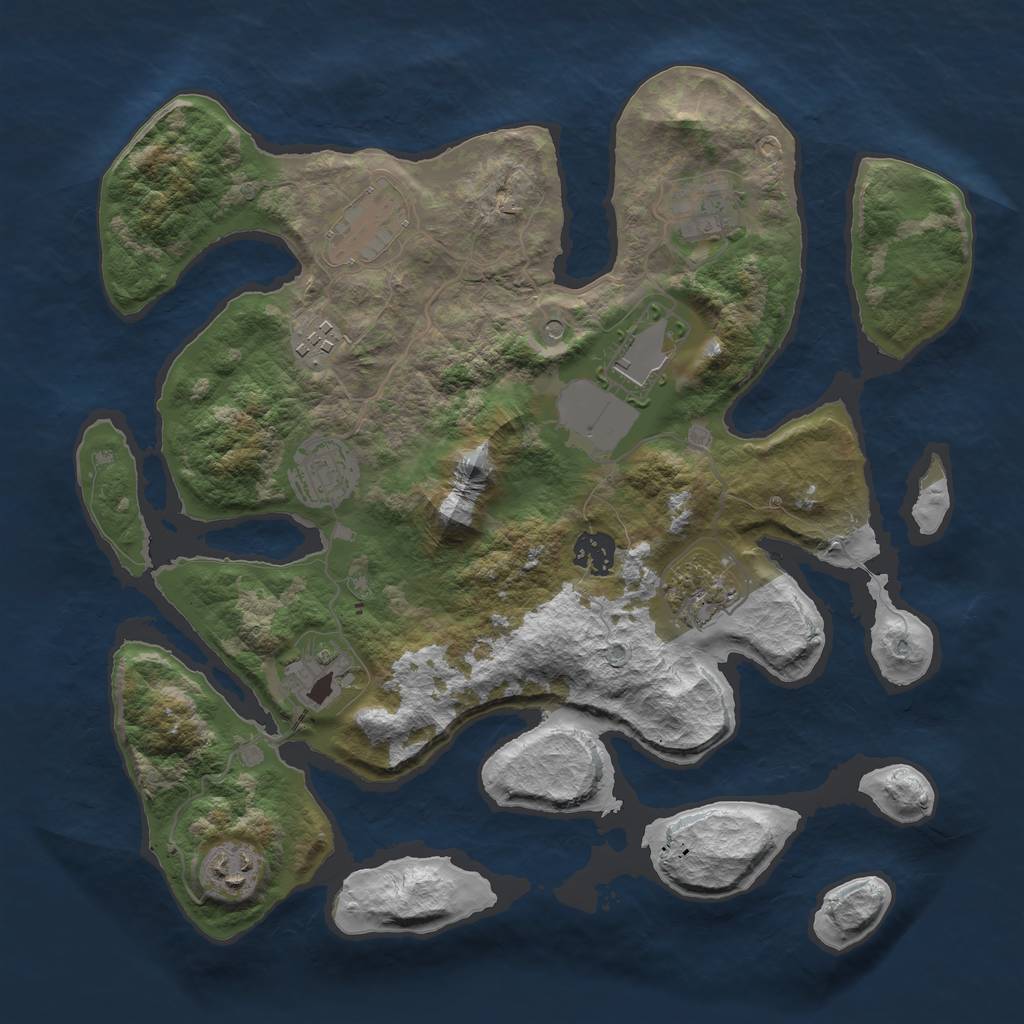 Rust Map: Barren, Size: 3500, Seed: 4412352, 12 Monuments