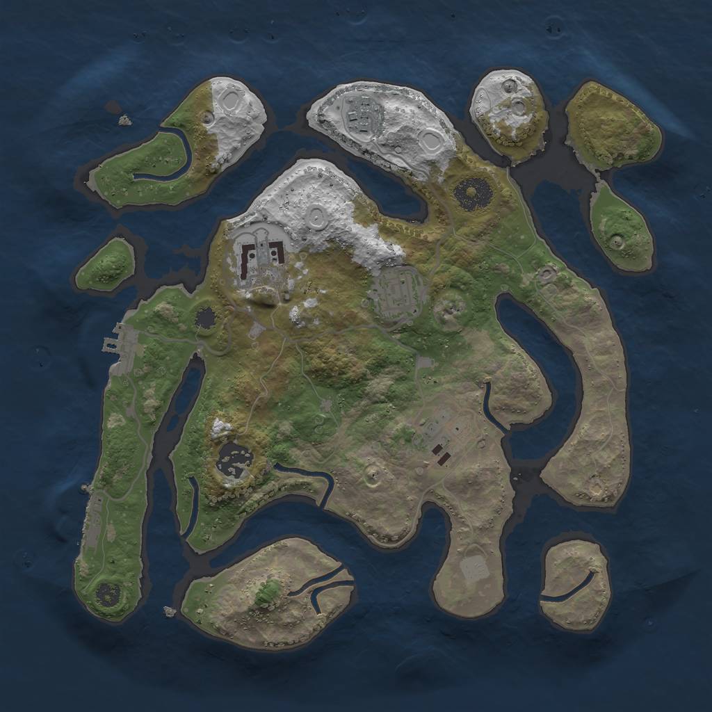 Rust Map: Procedural Map, Size: 3000, Seed: 2427877, 12 Monuments
