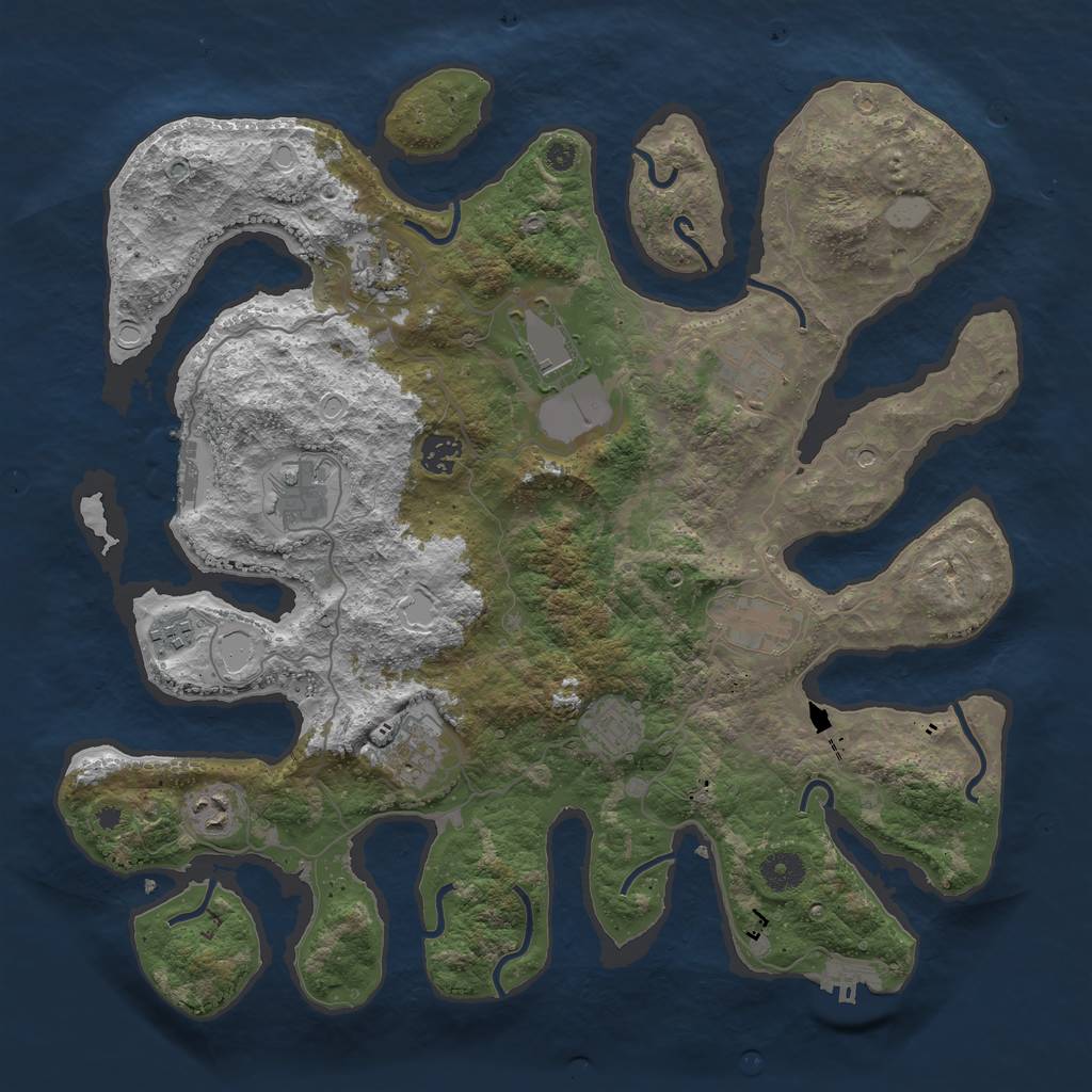 Rust Map: Procedural Map, Size: 3950, Seed: 1324255668, 18 Monuments