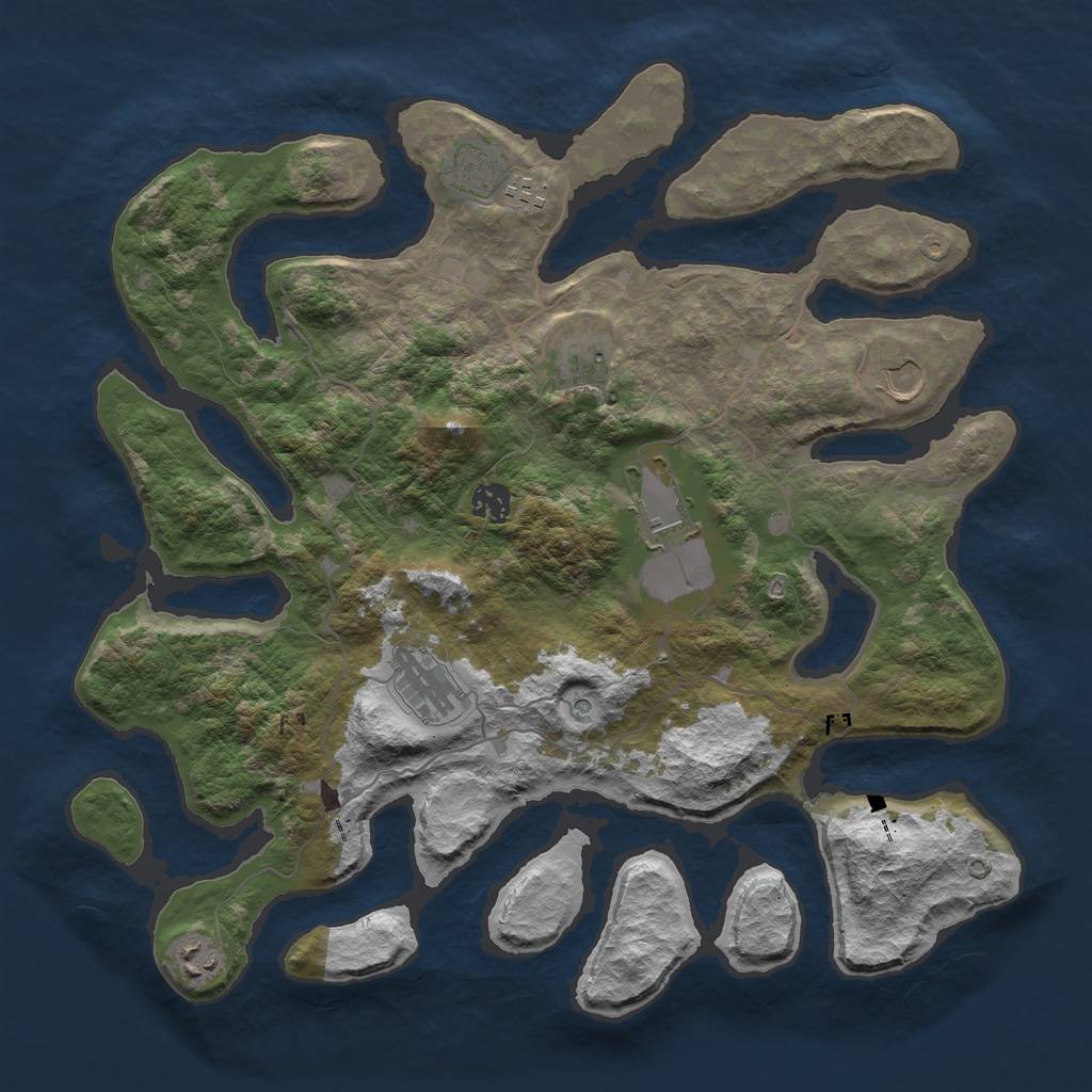 Rust Map: Barren, Size: 4000, Seed: 98566898, 11 Monuments
