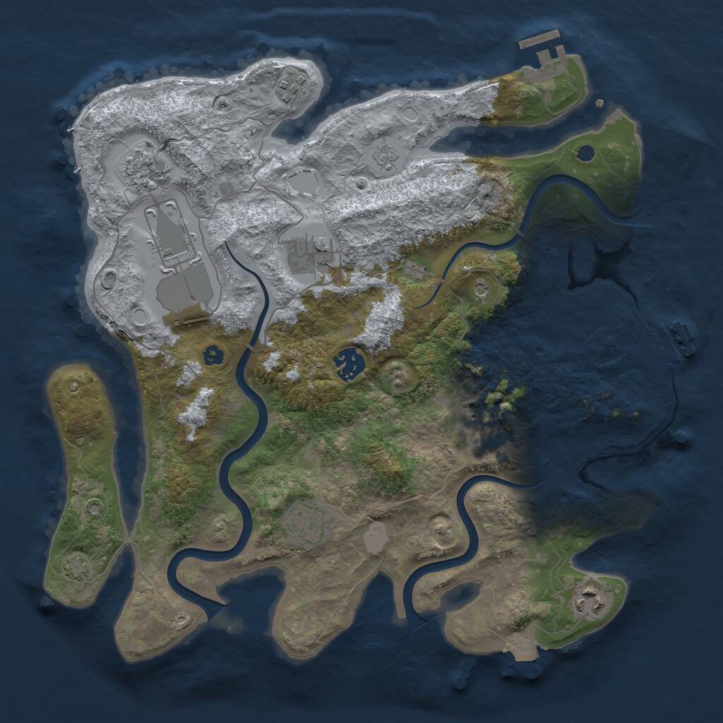 Rust Map: Procedural Map, Size: 3500, Seed: 9586472, 14 Monuments