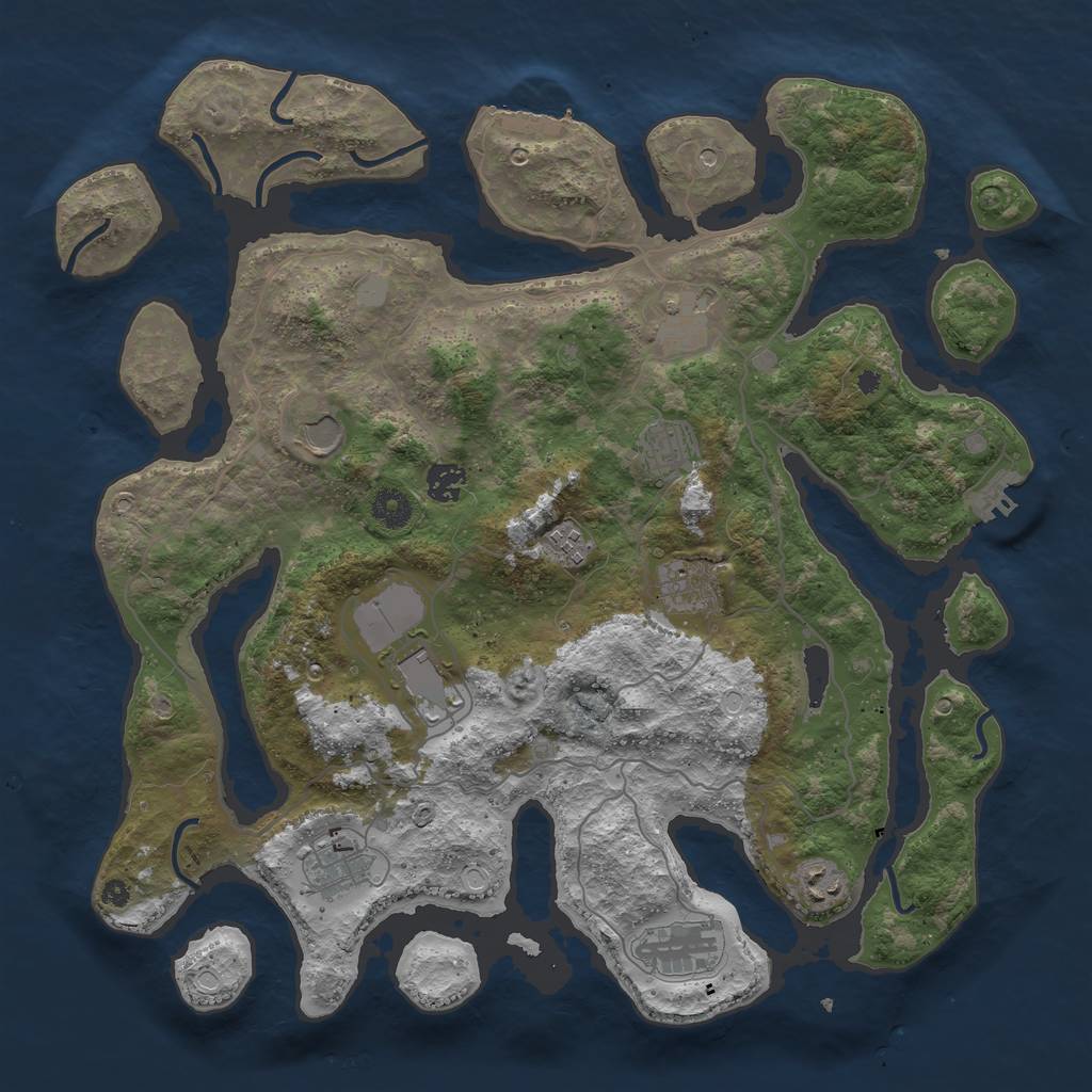 Rust Map: Procedural Map, Size: 4050, Seed: 2102381440, 18 Monuments