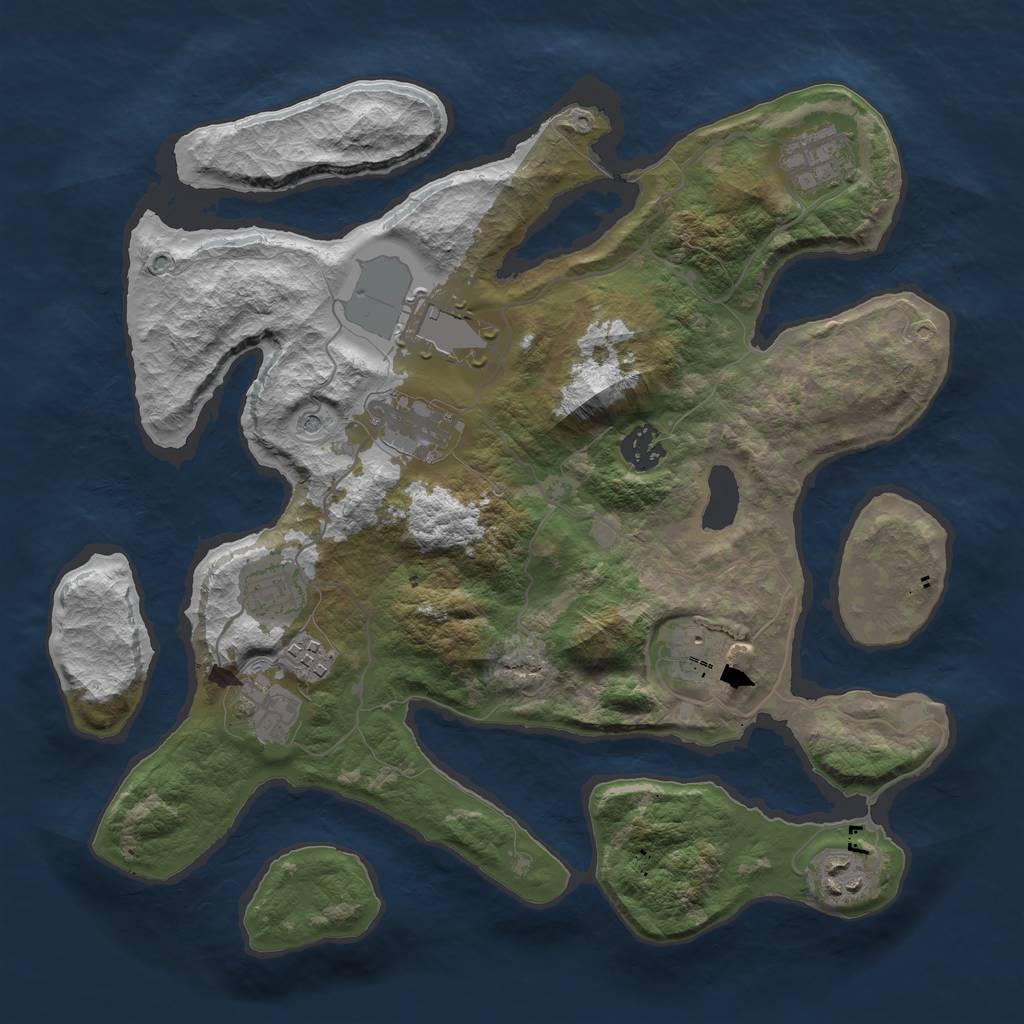 Rust Map: Barren, Size: 3500, Seed: 1721505354, 12 Monuments