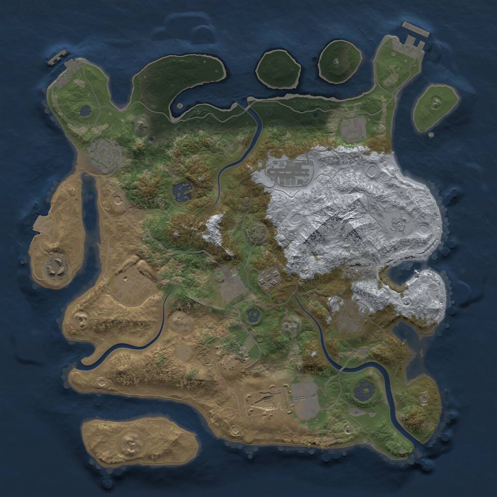 Rust Map: Procedural Map, Size: 3548, Seed: 10232273, 16 Monuments