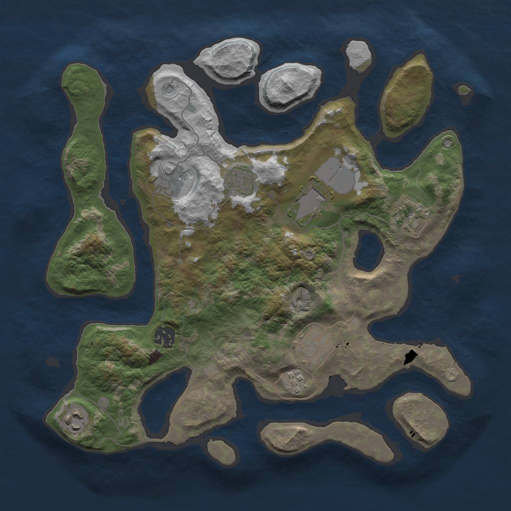 Rust Map: Barren, Size: 3500, Seed: 13477274, 11 Monuments