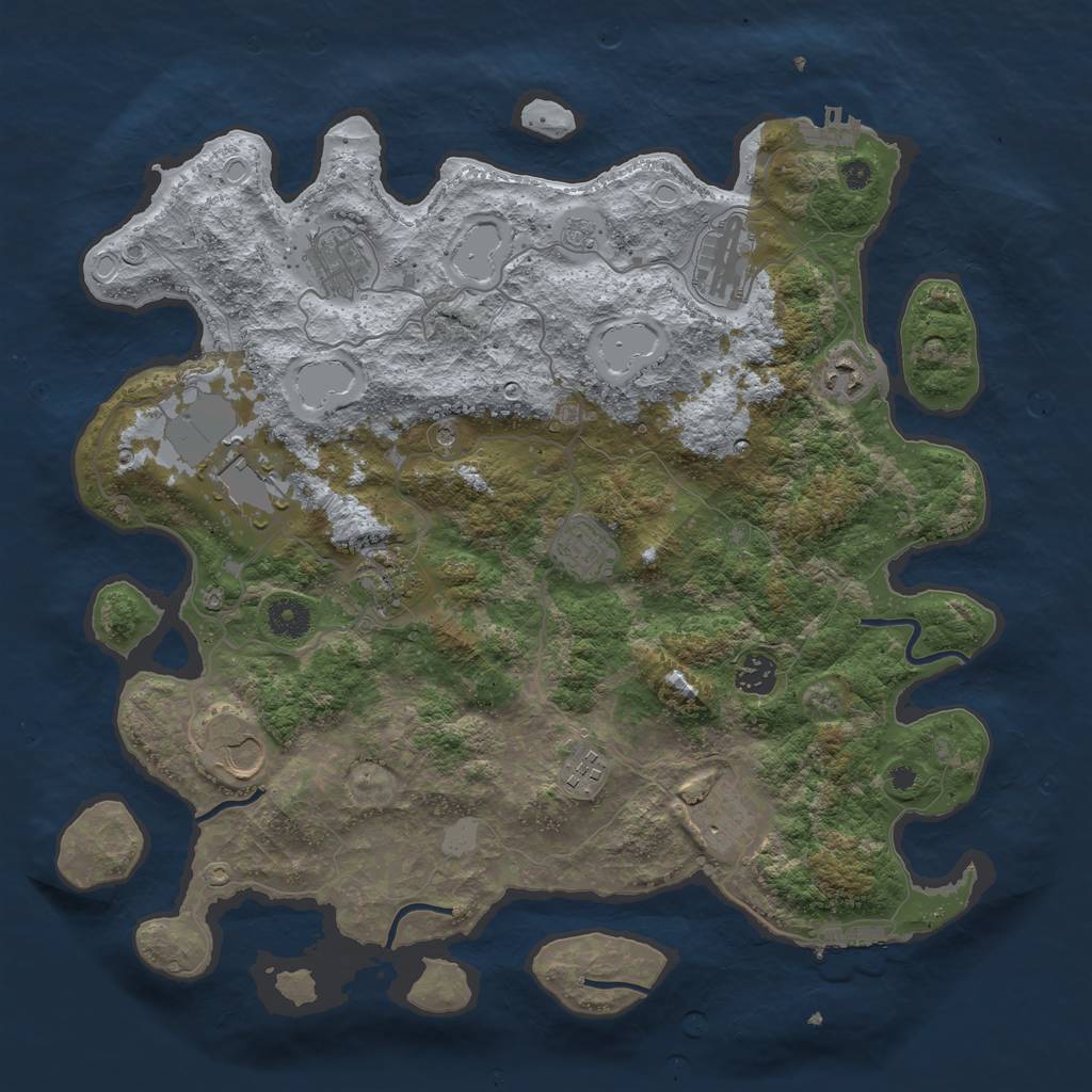 Rust Map: Procedural Map, Size: 3950, Seed: 400455227, 19 Monuments