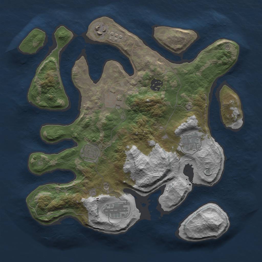 Rust Map: Barren, Size: 3200, Seed: 1199, 10 Monuments