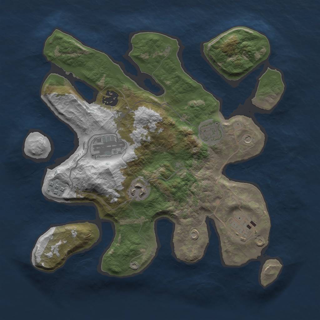 Rust Map: Barren, Size: 3000, Seed: 678482, 9 Monuments