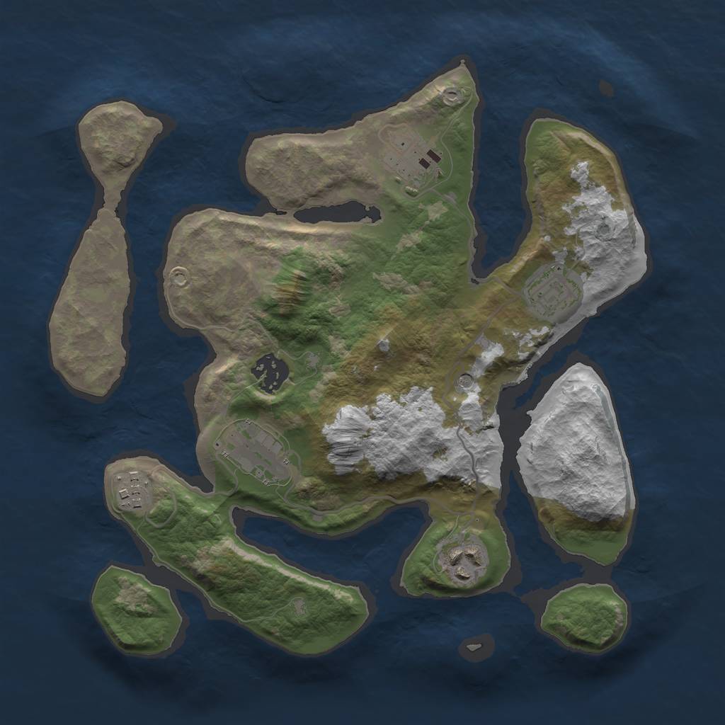 Rust Map: Barren, Size: 3000, Seed: 64789, 9 Monuments