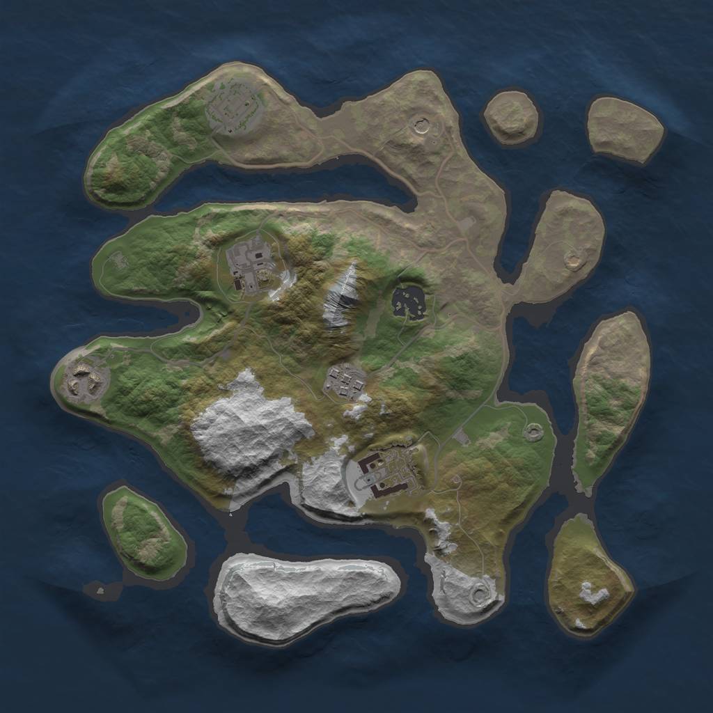 Rust Map: Barren, Size: 3000, Seed: 863909, 9 Monuments