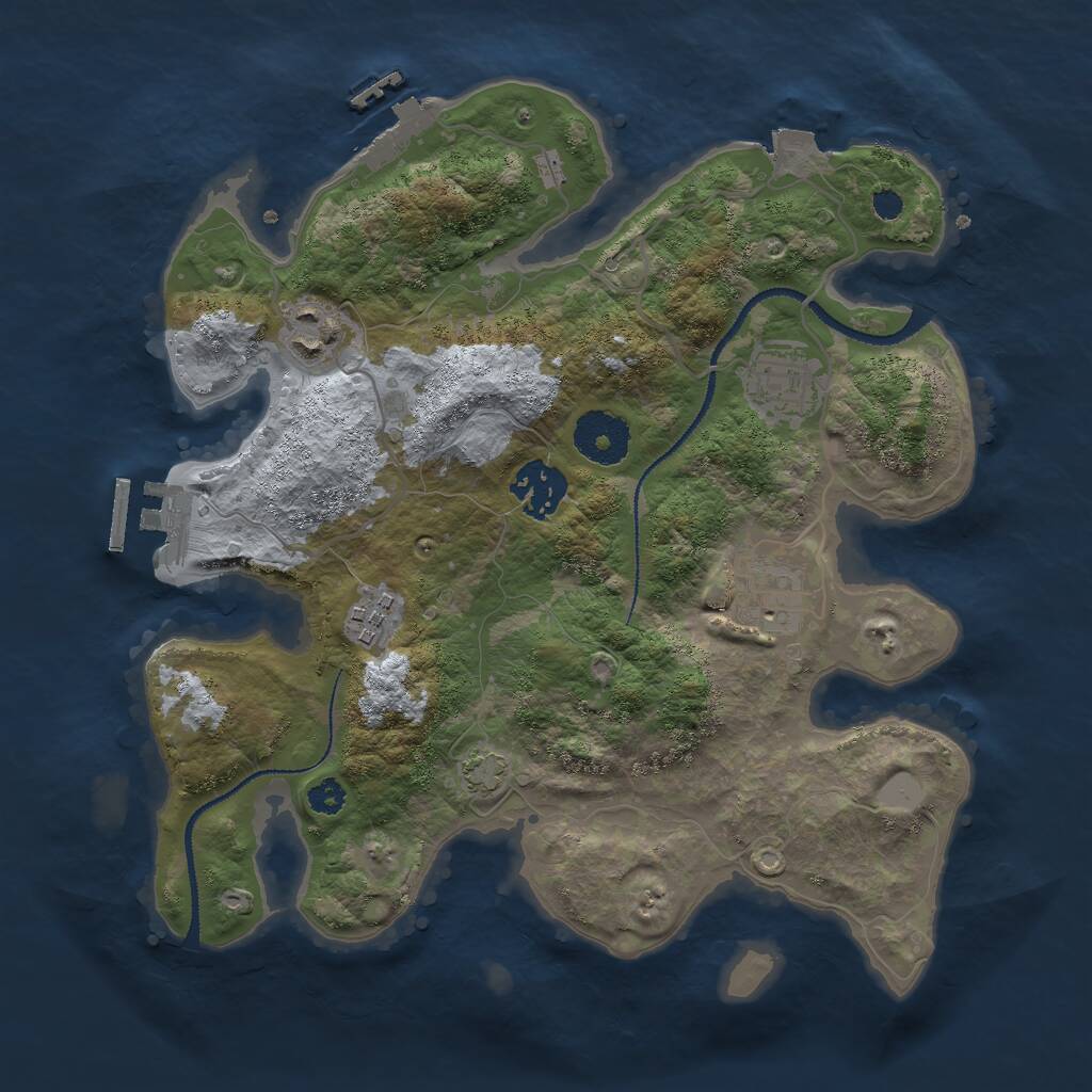 Rust Map: Procedural Map, Size: 3000, Seed: 948873, 9 Monuments