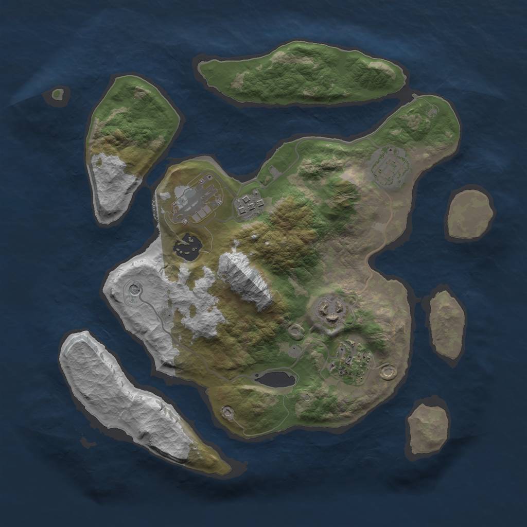 Rust Map: Barren, Size: 3000, Seed: 112232, 9 Monuments