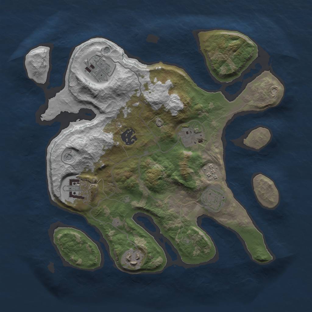 Rust Map: Barren, Size: 3000, Seed: 331394, 10 Monuments