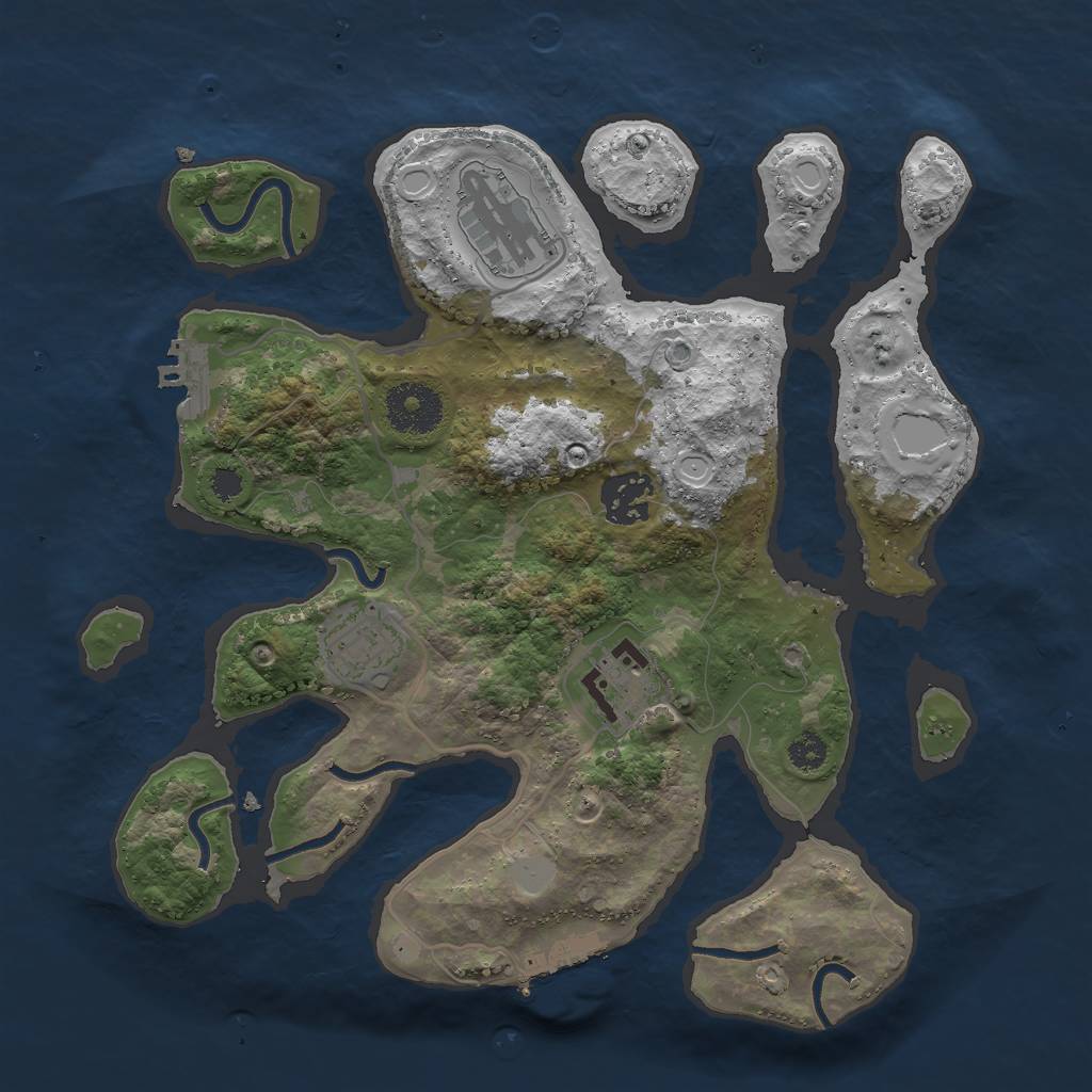 Rust Map: Procedural Map, Size: 3000, Seed: 728422, 11 Monuments