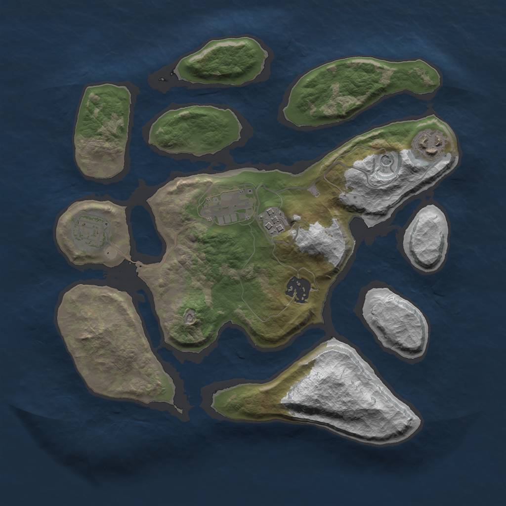 Rust Map: Barren, Size: 3000, Seed: 282773, 8 Monuments