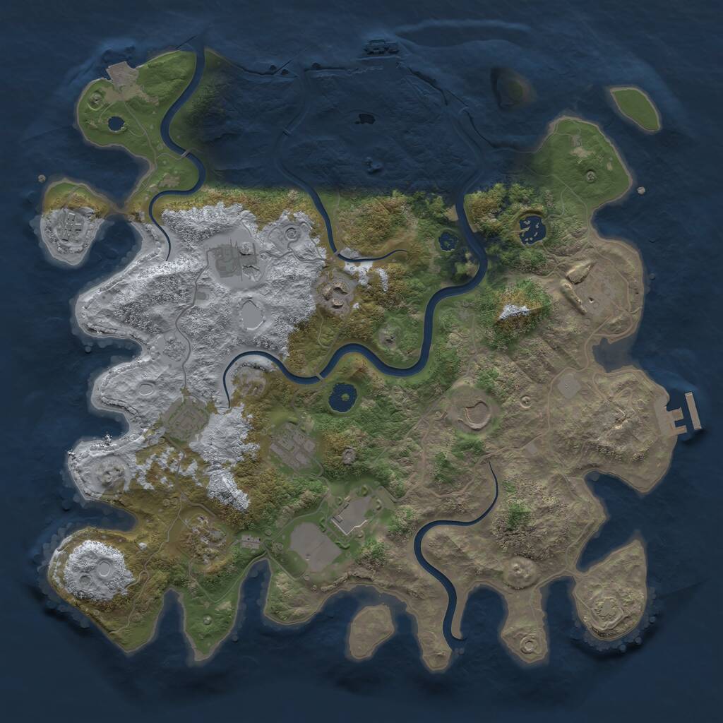 Rust Map: Procedural Map, Size: 3850, Seed: 1666351732, 16 Monuments